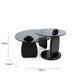 Mesa de Centro Moderna Redonda Vidrio Opaco-Madera Set 2 piezas Munich