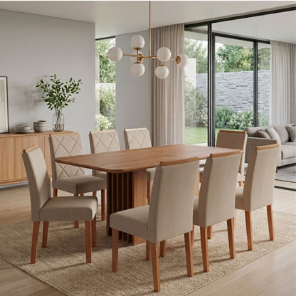 Juego de Comedor Elegante Madera Rectangular 8 Sillas Ariela