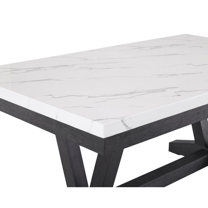 Set de Comedor 6 Sillas Rodeus + Mesa de Centro Mármol Blanco