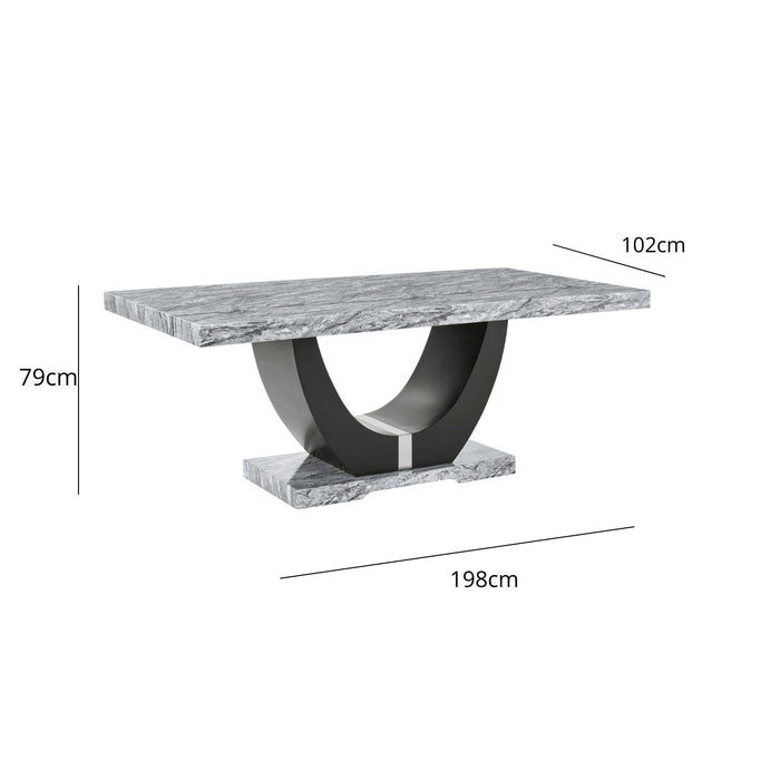 Juego de Comedor 6 Sillas Moderno Moon Mármol Gris