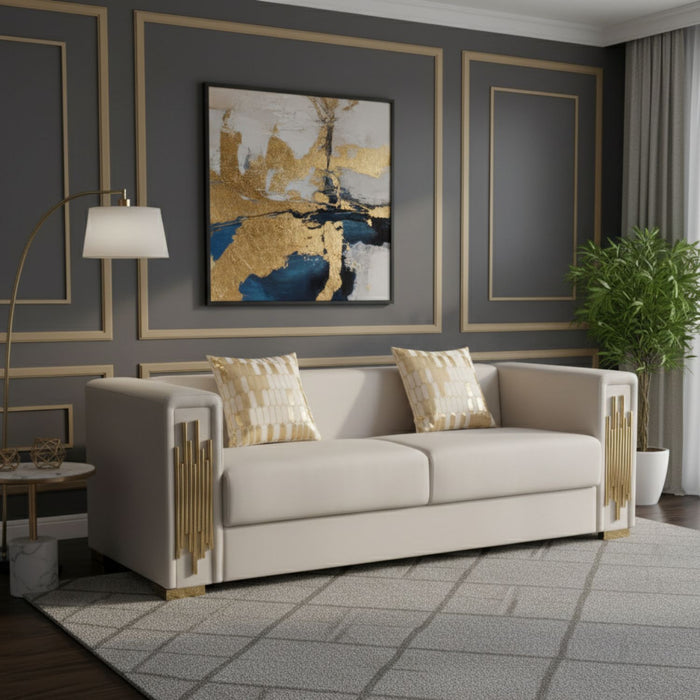 Sofá Elegante 3 Cuerpo Moderno Beige Spencer