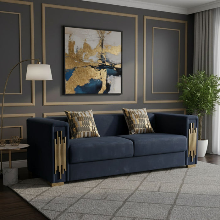 Sofá Elegante 3 Cuerpo Moderno Negro Spencer