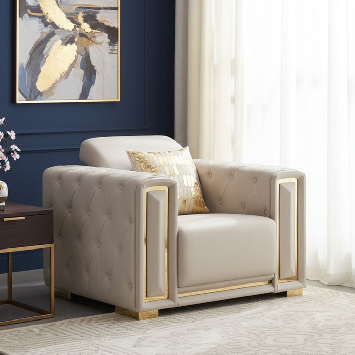 Sillón Elegante 1 Cuerpo Moderno Beige Palermo