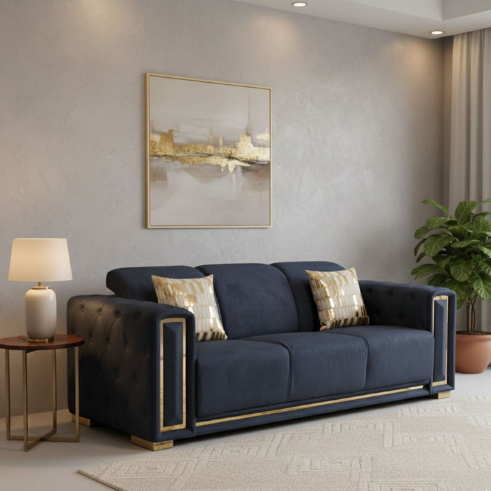 Sofá Elegante 3 Cuerpo Moderno Negro Palermo