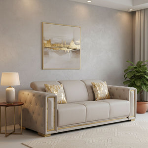 Sofá Elegante 3 Cuerpo Moderno Beige Palermo
