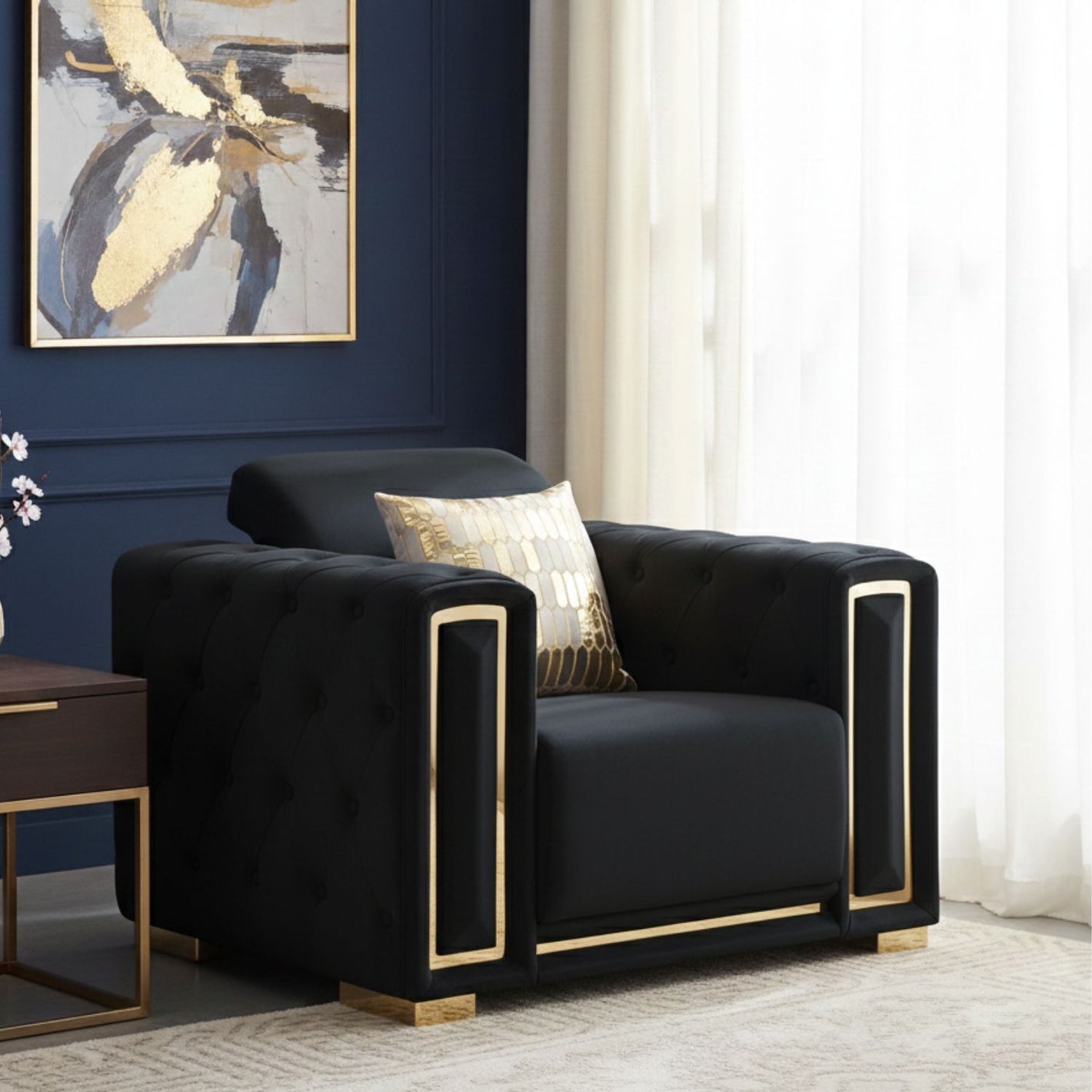 Sillón Elegante 1 Cuerpo Moderno Negro Palermo