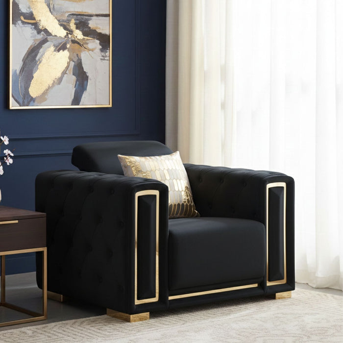 Sillón Elegante 1 Cuerpo Moderno Negro Palermo