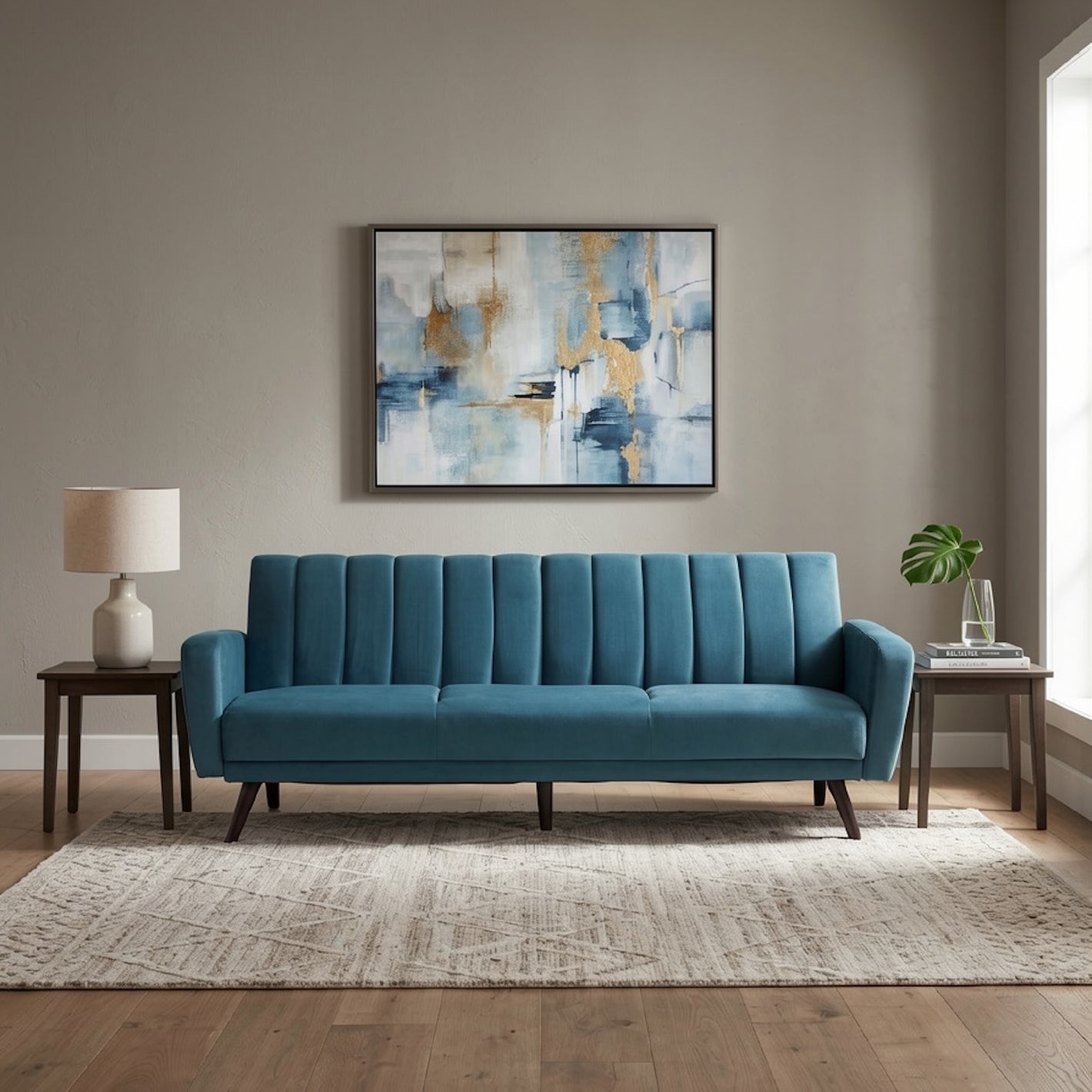 Futón Turquesa 3 Cuerpos Clásico Cambridge