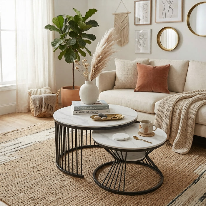 Mesa de Centro Moderna Redonda Mármol Valleta