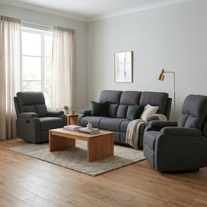 Living Reclinable 3 Cuerpos - Matheus Café 1 Sofá 3 Cuerpos + 2 Bergers