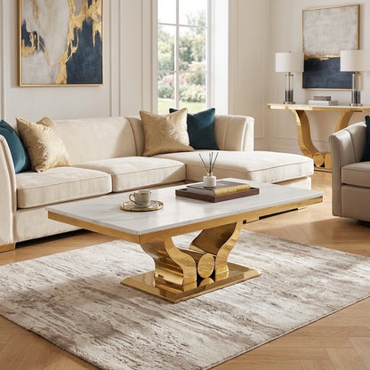 Mesa de Centro Rectangular Moderna Blanca Cartagena