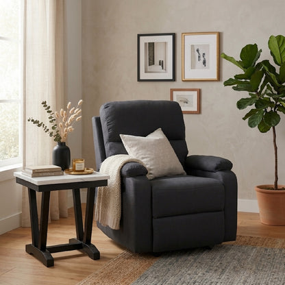 Berger Reclinable Moderno Matheus + Mesa Lateral Moderna Mármol Blanca