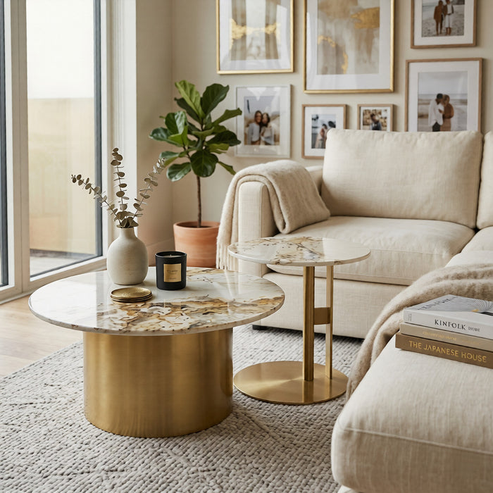 Mesa de Centro Moderna Redonda Mármol Sevilla