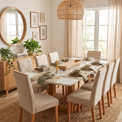 Juego de Comedor Elegante Madera Rectangular 8 Sillas Ariela