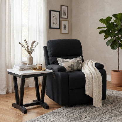 Berger Reclinable Moderno Matheus + Mesa Lateral Moderna Mármol Blanca