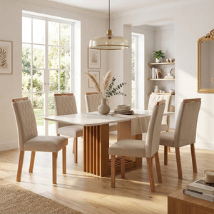 Juego de Comedor Elegante Madera Rectangular 8 Sillas Ariela