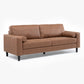 Sofá 3 Cuerpos Lousiana Vintage Cuero Viejo Café + 2 Sillones Beige Moderno y Elegante New Charlotte + Mesa De Centro Moderna Blanca
