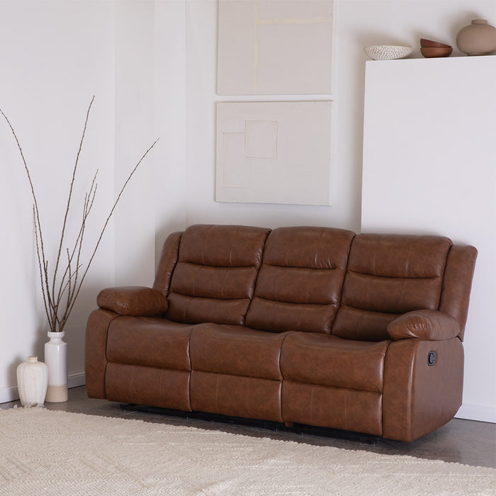 Living Reclinable 3 Cuerpos - Roma Café 1 Sofá 3 Cuerpos + 2 Bergers