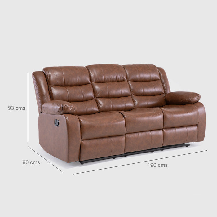 Living Reclinable 3 Cuerpos - Roma Café 1 Sofá 3 Cuerpos + 2 Bergers