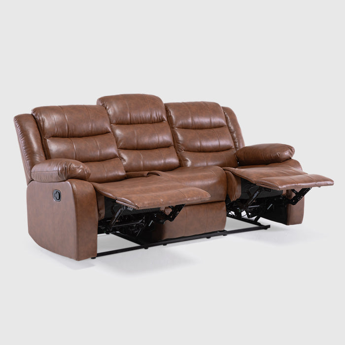 Living Reclinable 3 Cuerpos - Roma Café 1 Sofá 3 Cuerpos + 2 Bergers