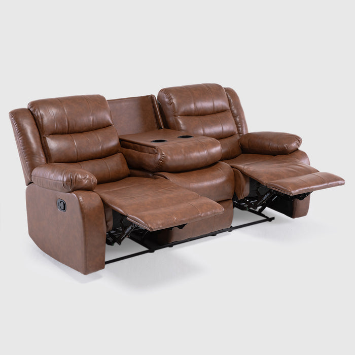 Living Reclinable 3 Cuerpos - Roma Café 1 Sofá 3 Cuerpos + 2 Bergers