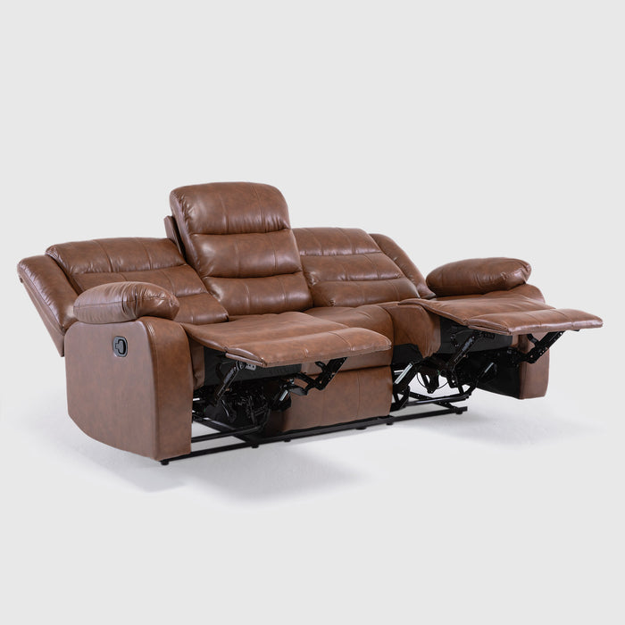 Living Reclinable 3 Cuerpos - Roma Café 1 Sofá 3 Cuerpos + 2 Bergers