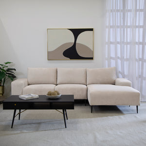 Sofá Seccional Derecho Moderno Beige Castelo