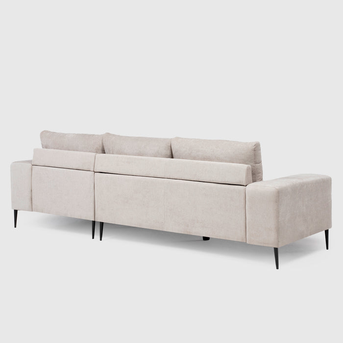 Sofá Seccional Derecho Moderno Beige Castelo + Mesa de Centro Mármol Blanca