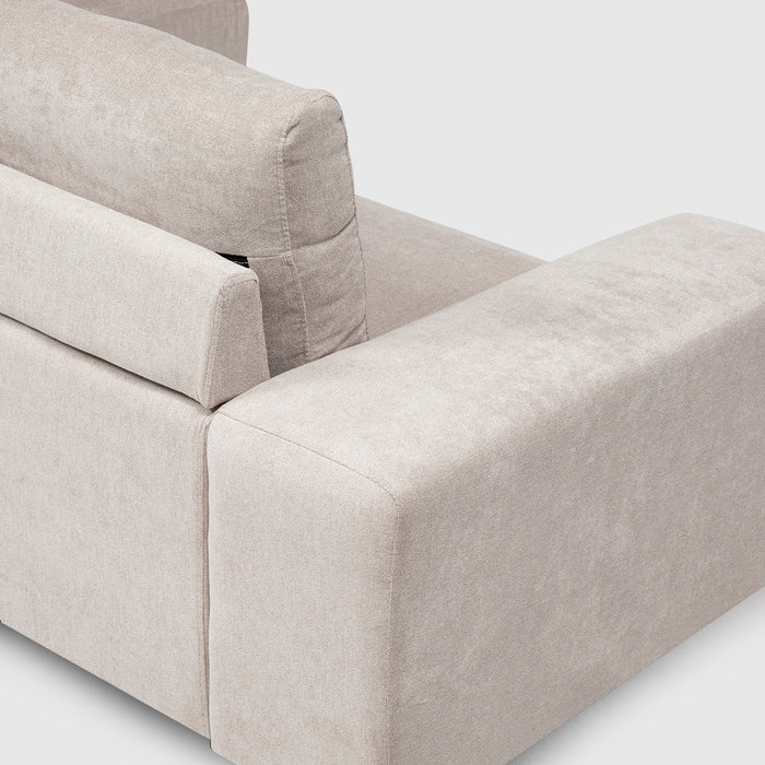 Sofá Seccional Derecho Moderno Beige Castelo + Mesa de Centro Mármol Blanca