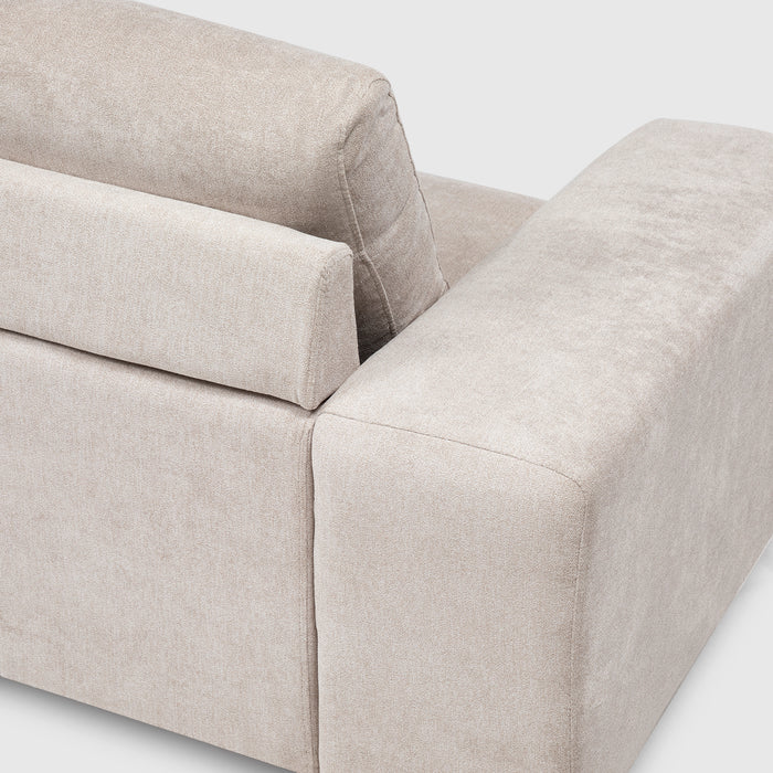 Sofá Seccional Derecho Moderno Beige Castelo + Mesa de Centro Mármol Blanca