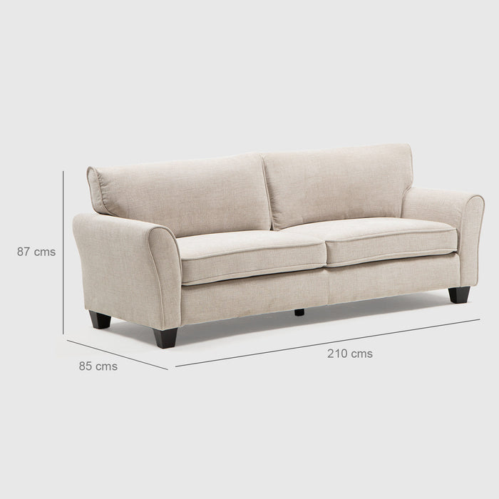 Living 3 Cuerpos - New Charlotte Beige 1 Sofá 3 Cuerpos + 2 Bergers