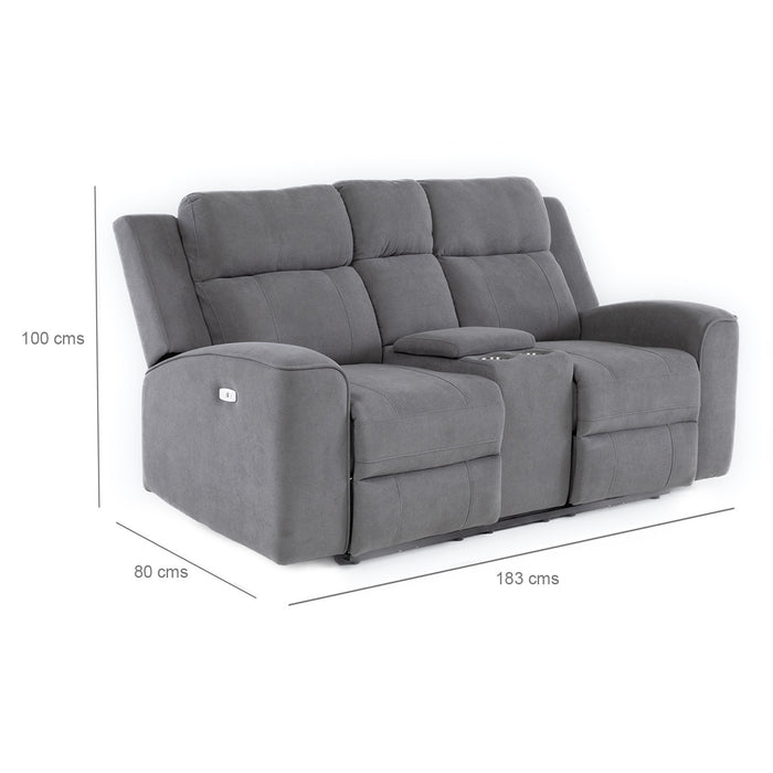 Sofá 2 Cuerpos Reclinable Eléctrico + Consola Gris Montana