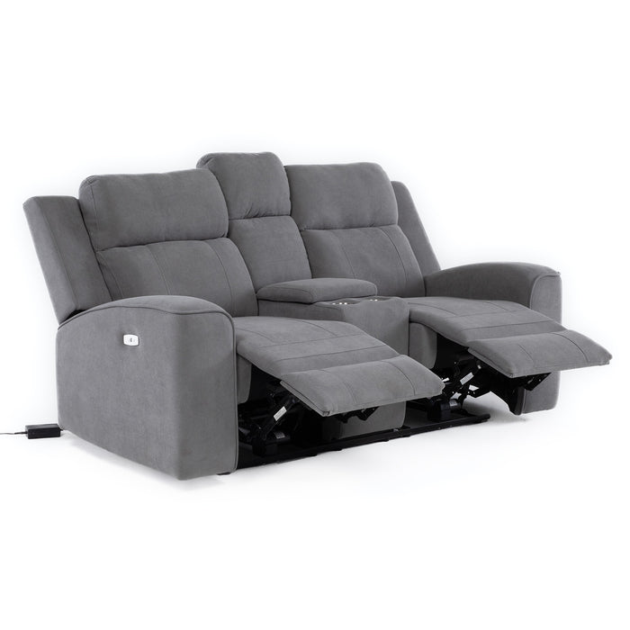 Sofá 2 Cuerpos Reclinable Eléctrico + Consola Gris Montana