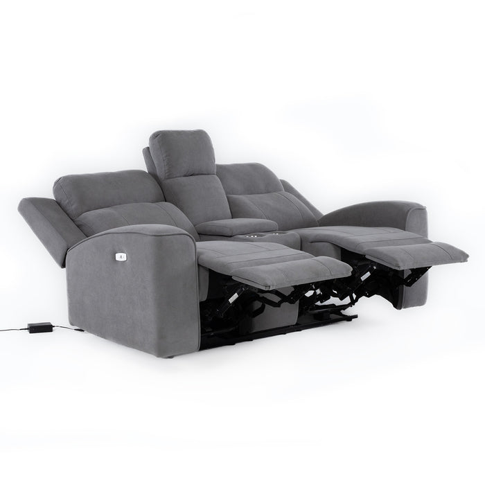 Sofá 2 Cuerpos Reclinable Eléctrico + Consola Gris Montana