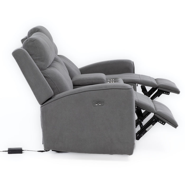 Sofá 2 Cuerpos Reclinable Eléctrico + Consola Gris Montana