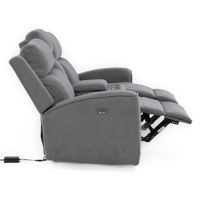 Sofá 2 Cuerpos Reclinable Eléctrico + Consola Gris Montana