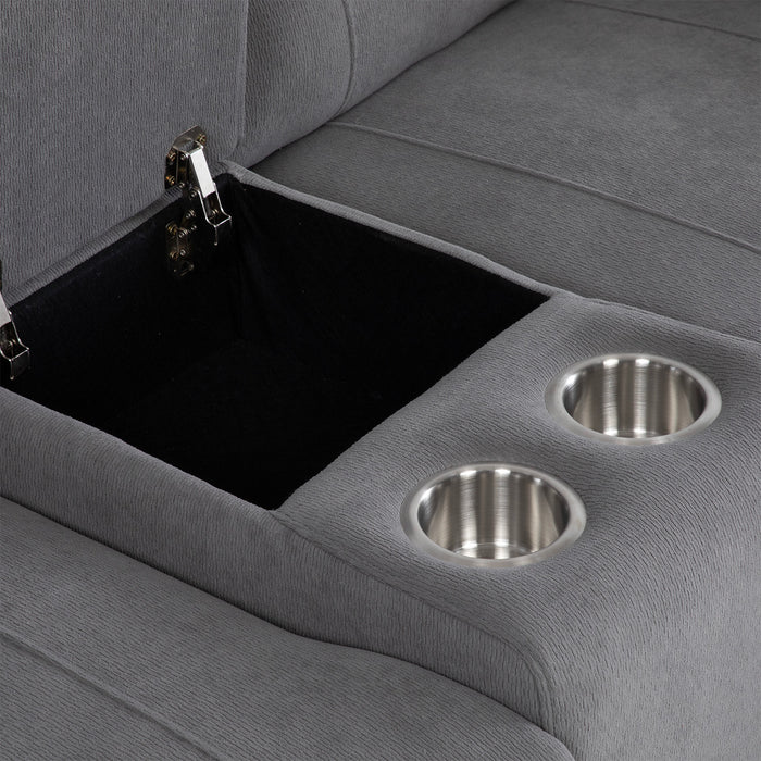Sofá 2 Cuerpos Reclinable Eléctrico + Consola Gris Montana