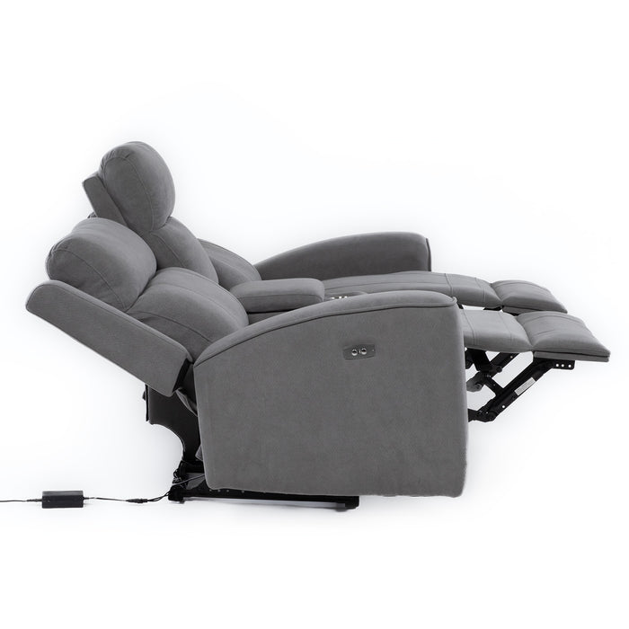 Sofá 2 Cuerpos Reclinable Eléctrico + Consola Gris Montana