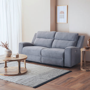 Sofá 3 Cuerpos Reclinable Eléctrico Gris Montana