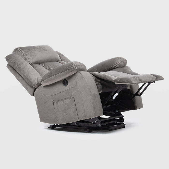 Berger Reclinable Eléctrico Lift + Masaje + Calentador Livorno Gris Claro