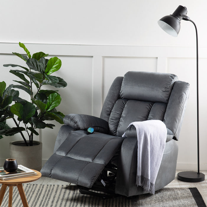 Berger Reclinable Eléctrico Lift + Masaje + Calentador Livorno Gris