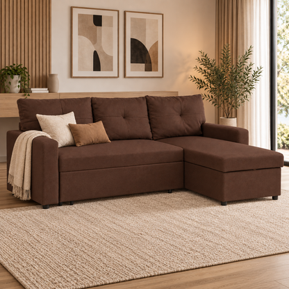 Sofá Cama Seccional 2 Plazas Moderno - Lino Sidney
