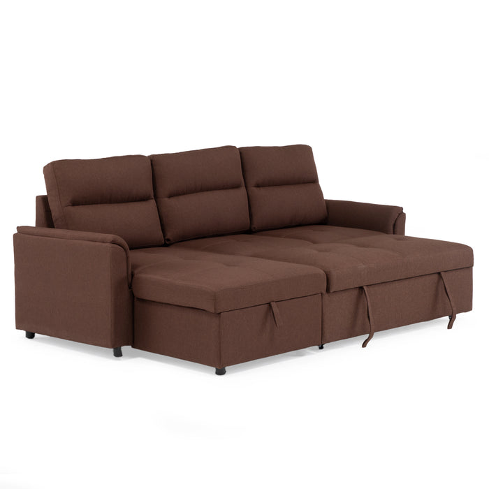 Sofá Seccional Cama 2 Plazas Moderno Café New Sidney