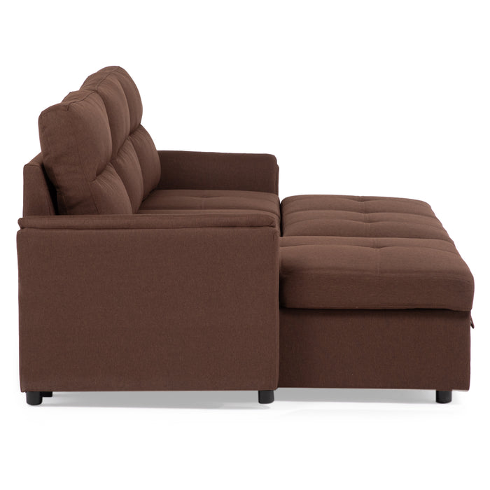 Sofá Seccional Cama 2 Plazas Moderno Café New Sidney
