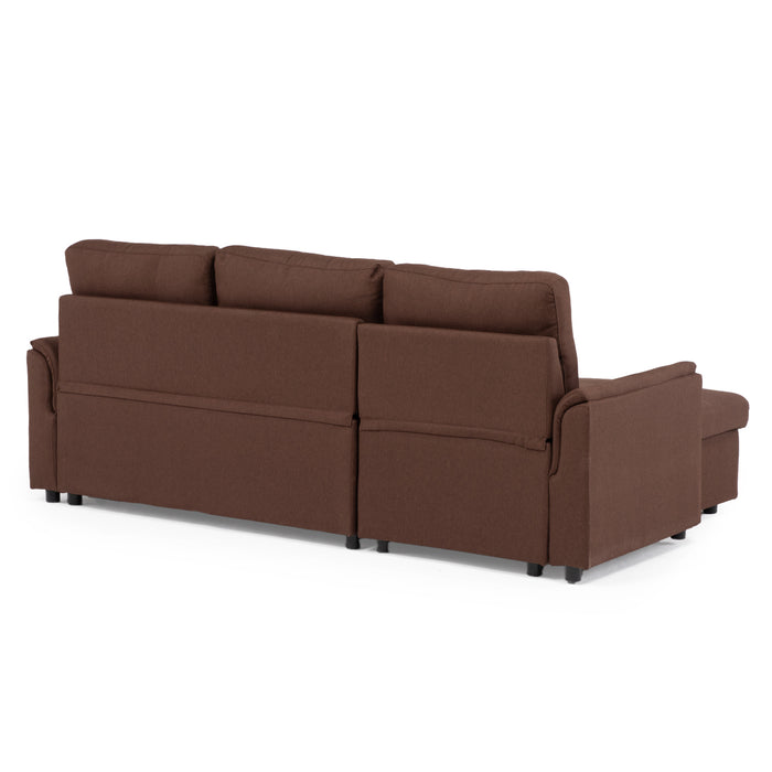 Sofá Seccional Cama 2 Plazas Moderno Café New Sidney