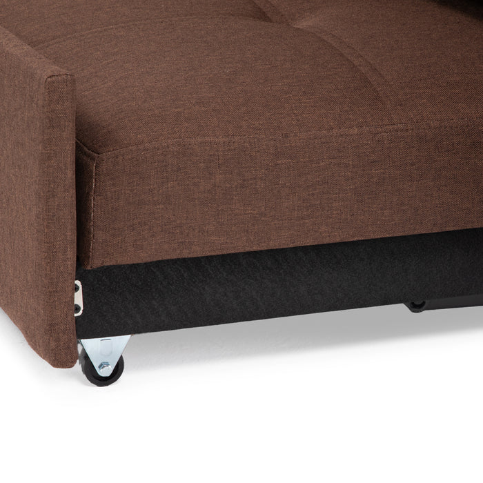 Sofá Seccional Cama 2 Plazas Moderno Café New Sidney