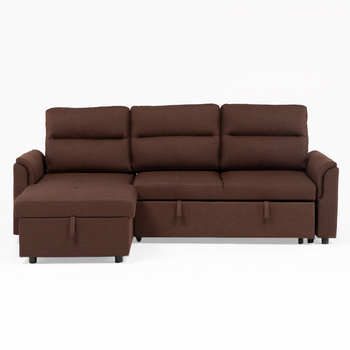 Sofá Seccional Cama 2 Plazas Moderno Café New Sidney