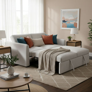 Sofá Cama 2 Cuerpos Beige Moderno New Dallas