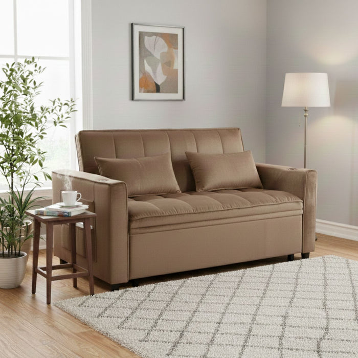 Sofá Cama 2 Cuerpos Moderno Dallas Café