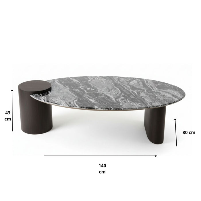 Mesa de Centro Elegante Ovalada Mármol Miranda